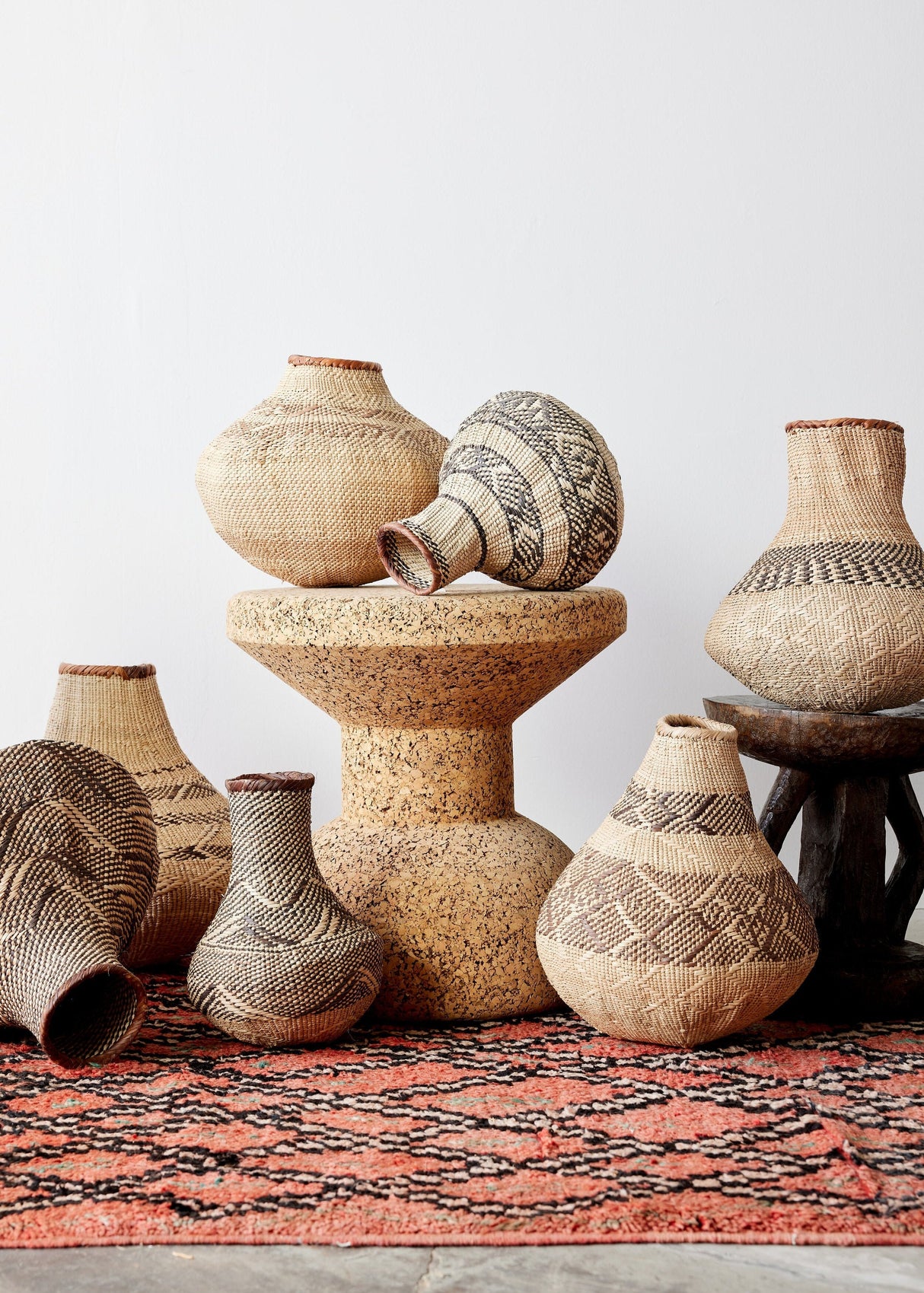 Patterned Binga Nongo Gourd Woven Basket-Baskets & Vessels-Parc Decor