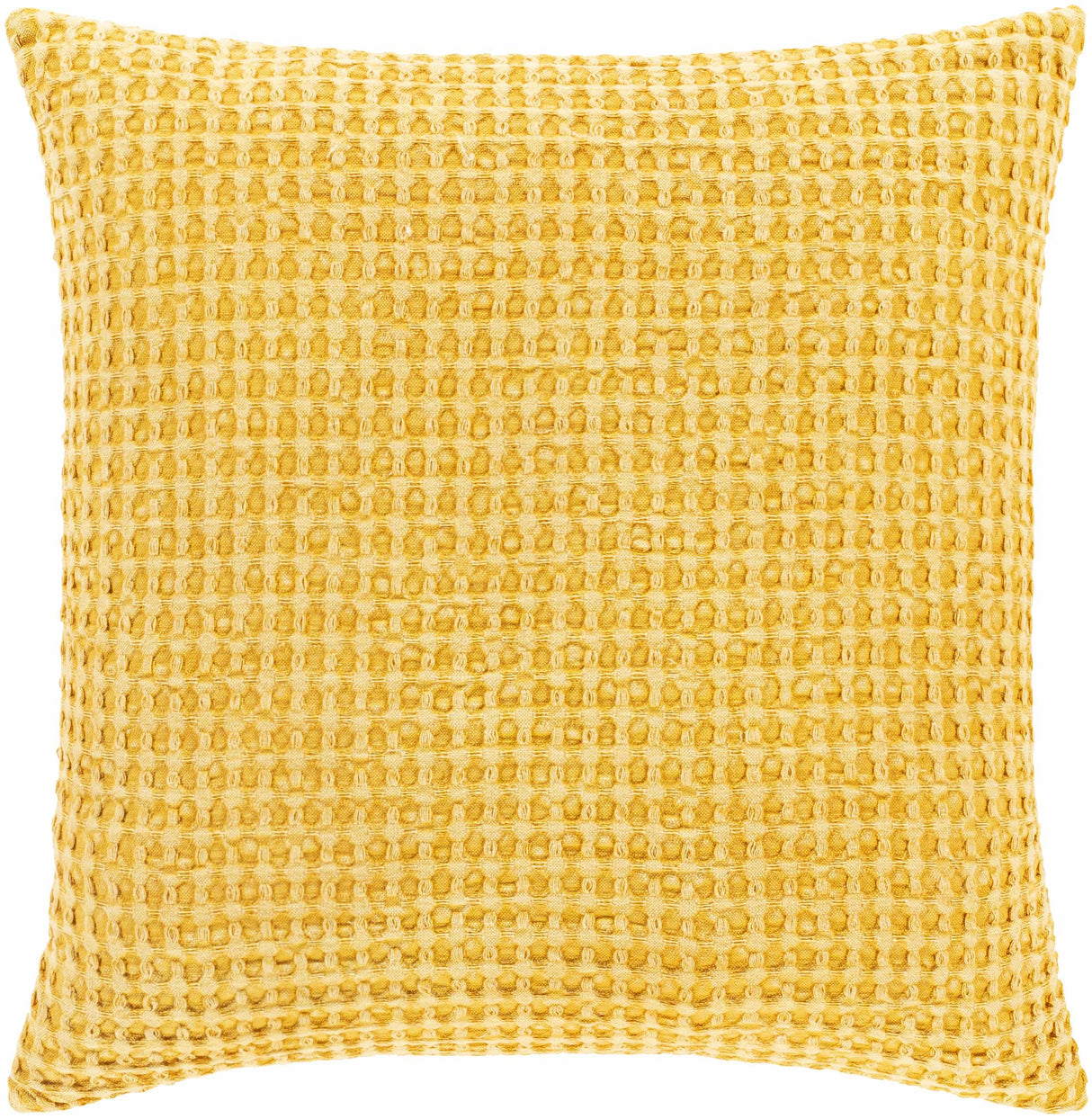 Paulding Textured Yellow Cotton Square Throw Pillow-Throw Pillows-Parc Decor