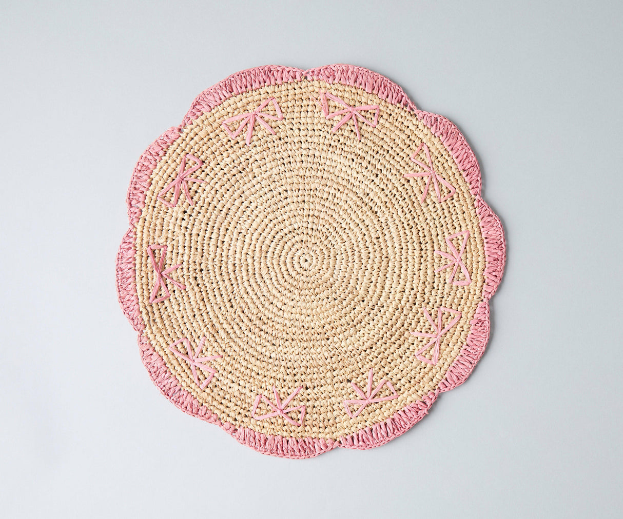 Payton James Handwoven Bow Placemats – Hand-Crocheted Raffia Palm Placemats – Unique Kitchen & Dining Table Decor – Handmade Tableware-table tops-Parc Decor