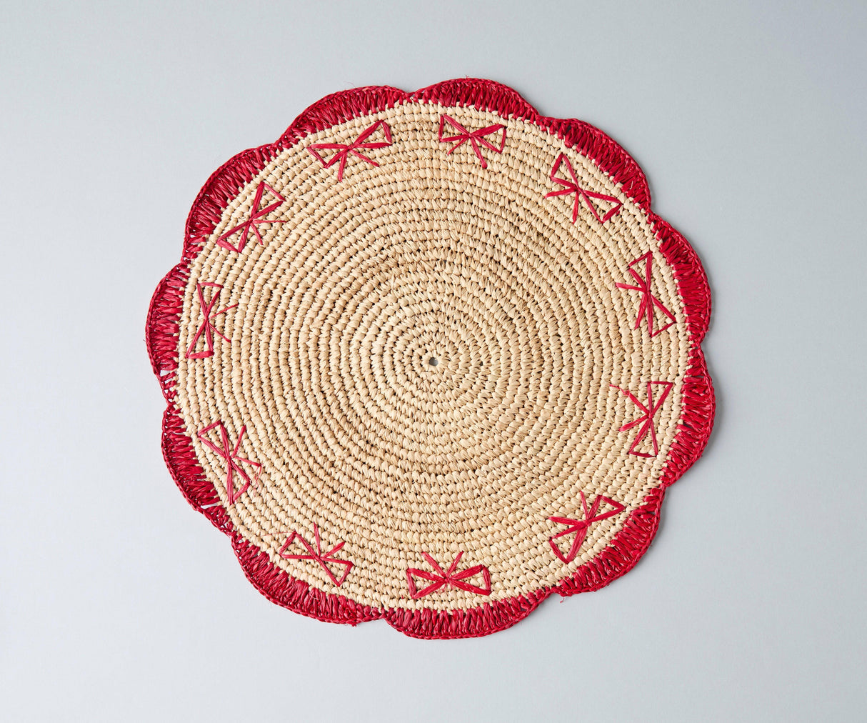 Payton James Handwoven Bow Placemats – Hand-Crocheted Raffia Palm Placemats – Unique Kitchen & Dining Table Decor – Handmade Tableware-table tops-Parc Decor