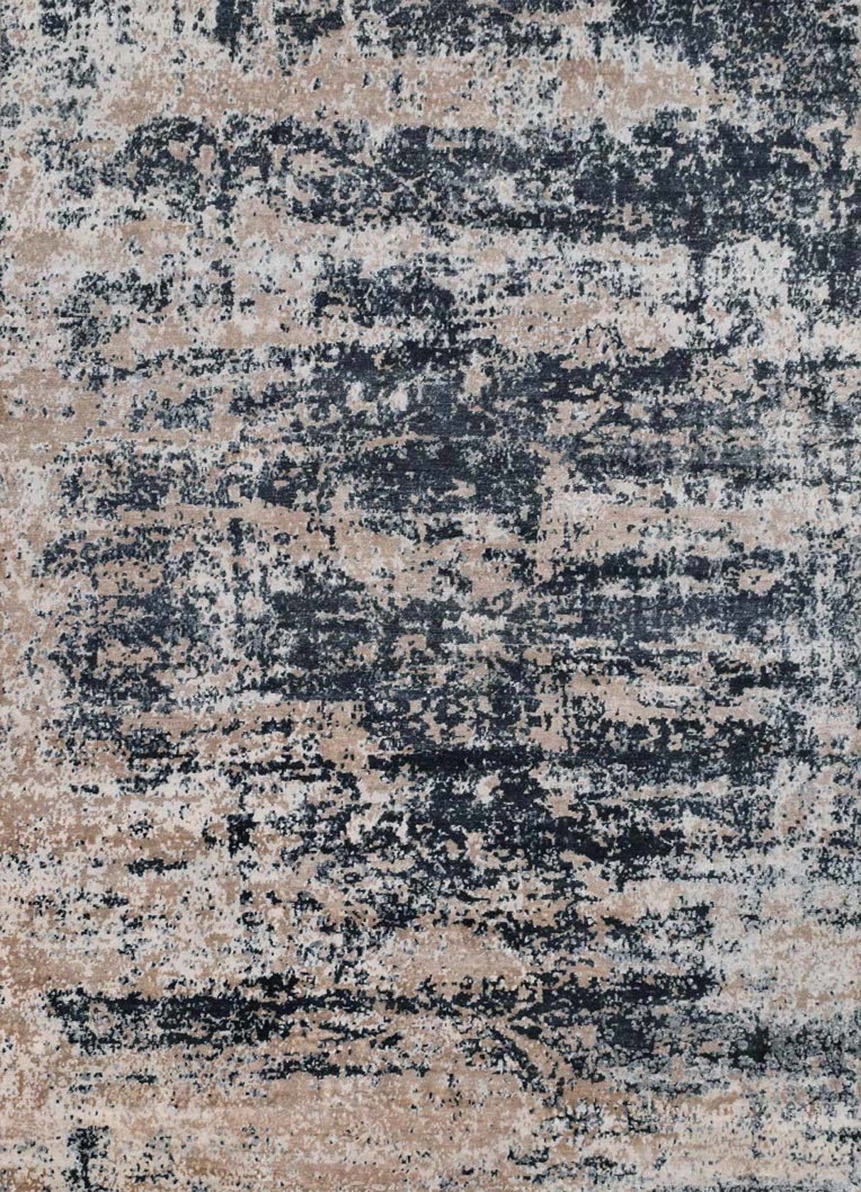 Peach and Charcoal Modern Abstract Hand Knotted Bamboo Silk 8x10 Area Rug
