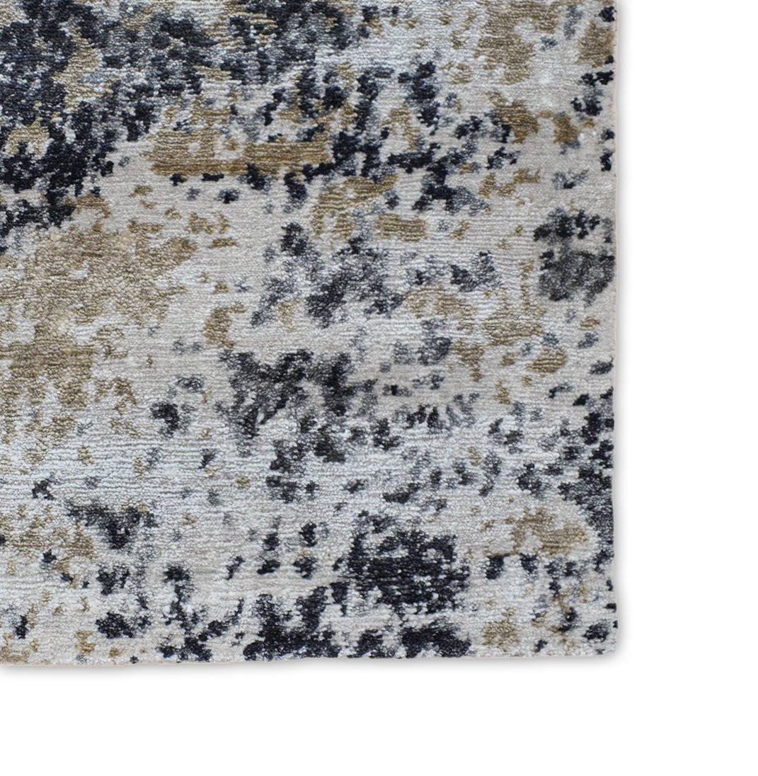 Peach and Charcoal Modern Abstract Hand Knotted Bamboo Silk 8x10 Area Rug