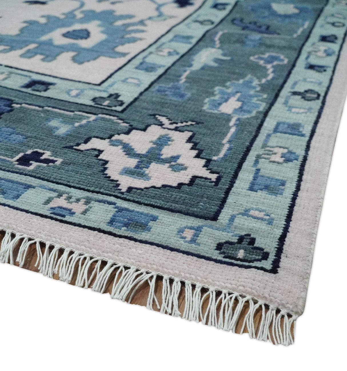 Peach And Gray Hand Knotted Traditional Oushak Custom Made Wool Area Rug