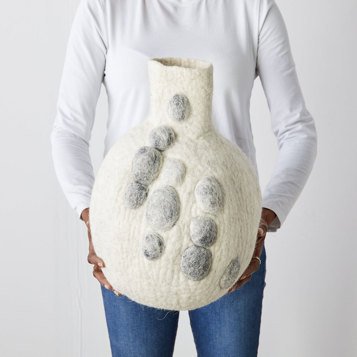 Pebble Hand-Felted Wool Gourd Basket-Baskets-Parc Decor