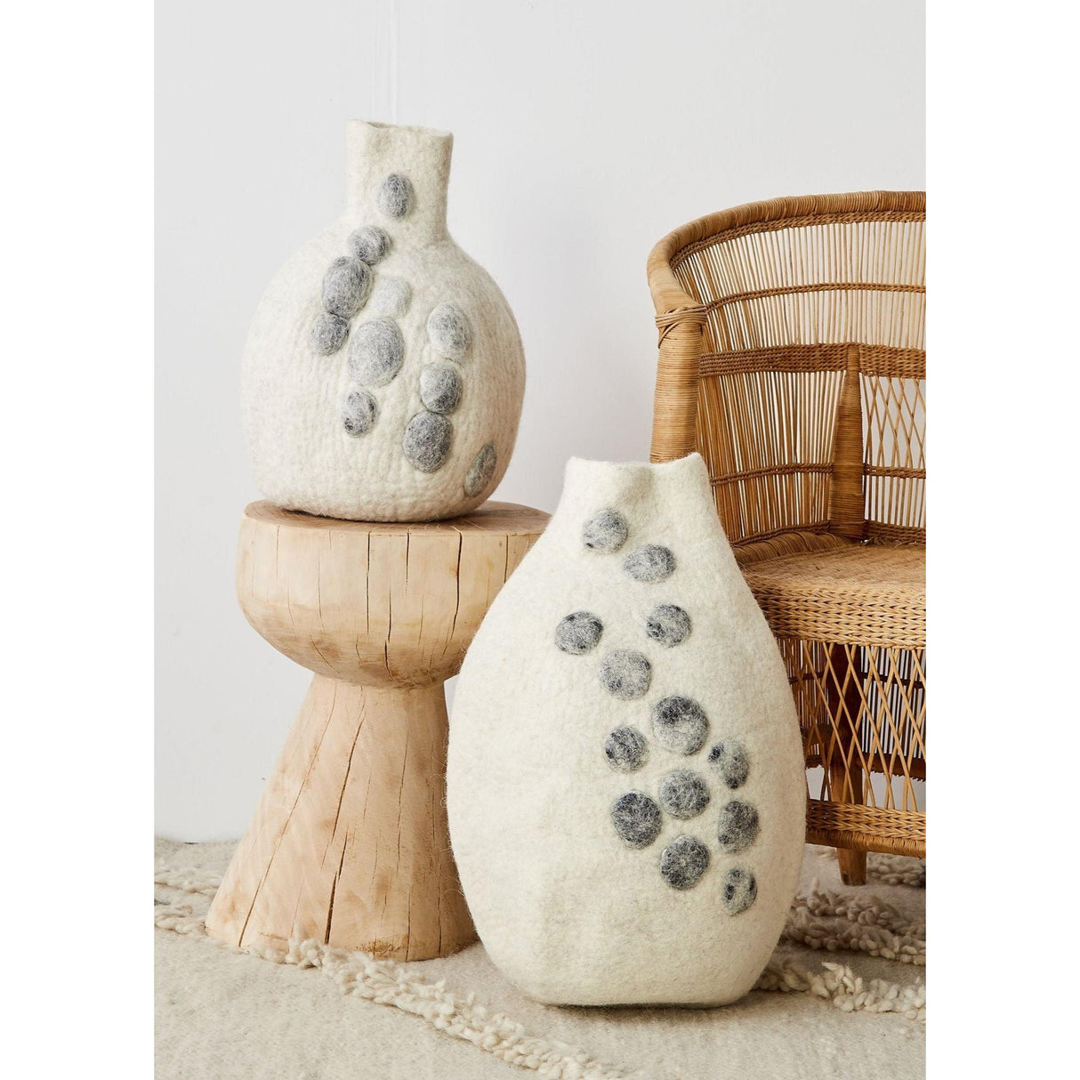 Pebble Hand-Felted Wool Gourd Basket