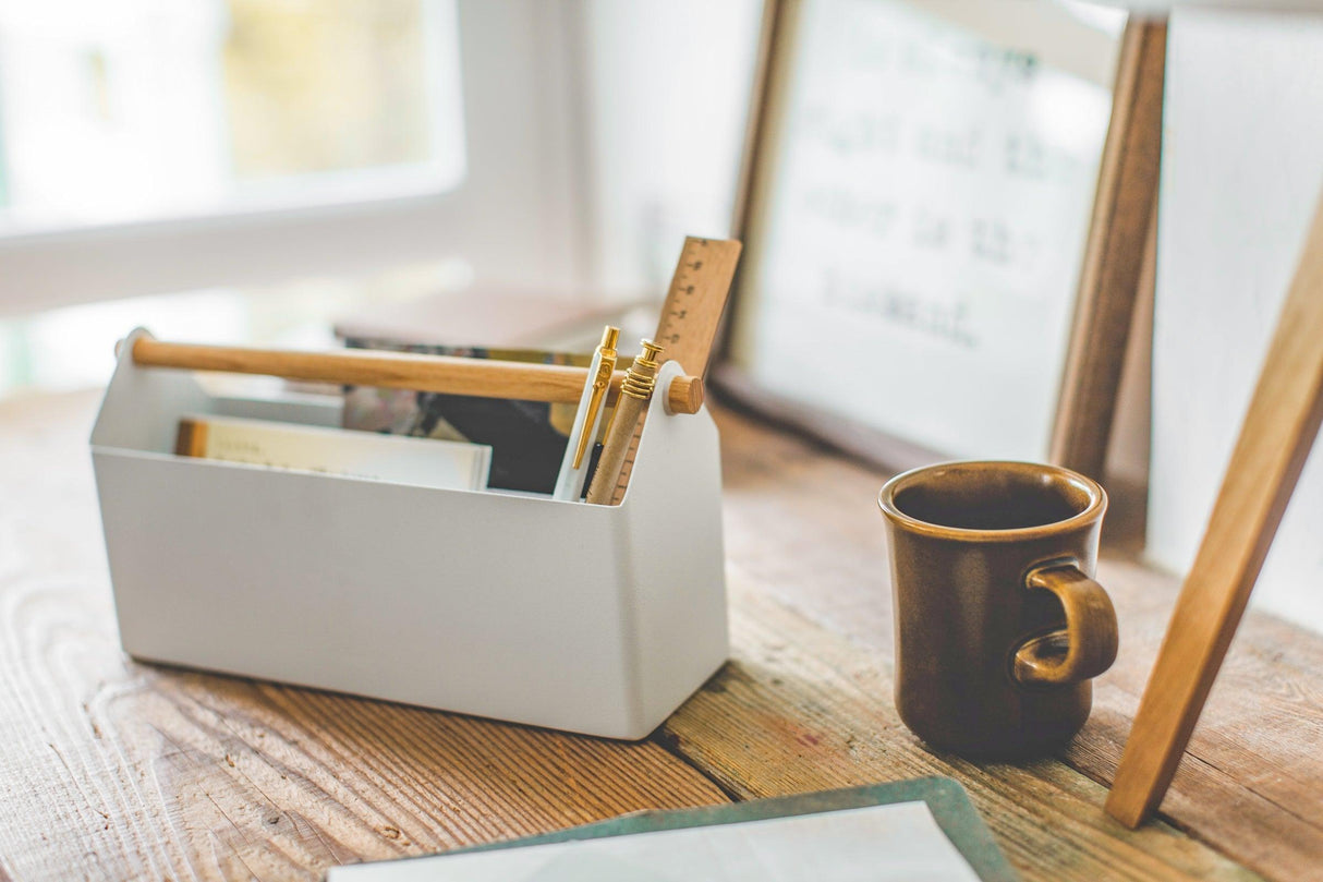 Pen + Desk Organizer - Large - Steel + Wood