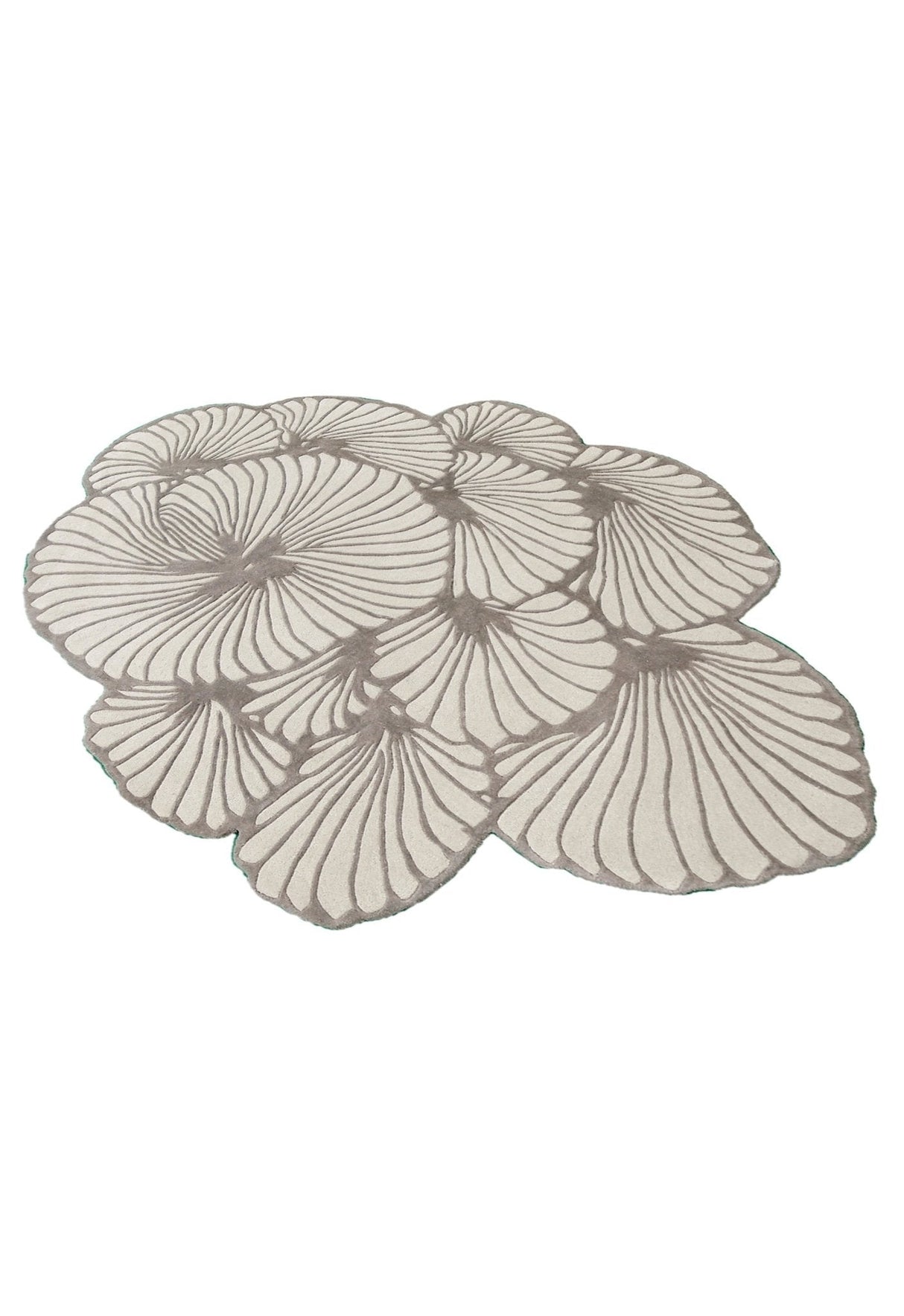 Petals Modern Floral Lace Beige Hand Tufted 5x7 Wool Rug