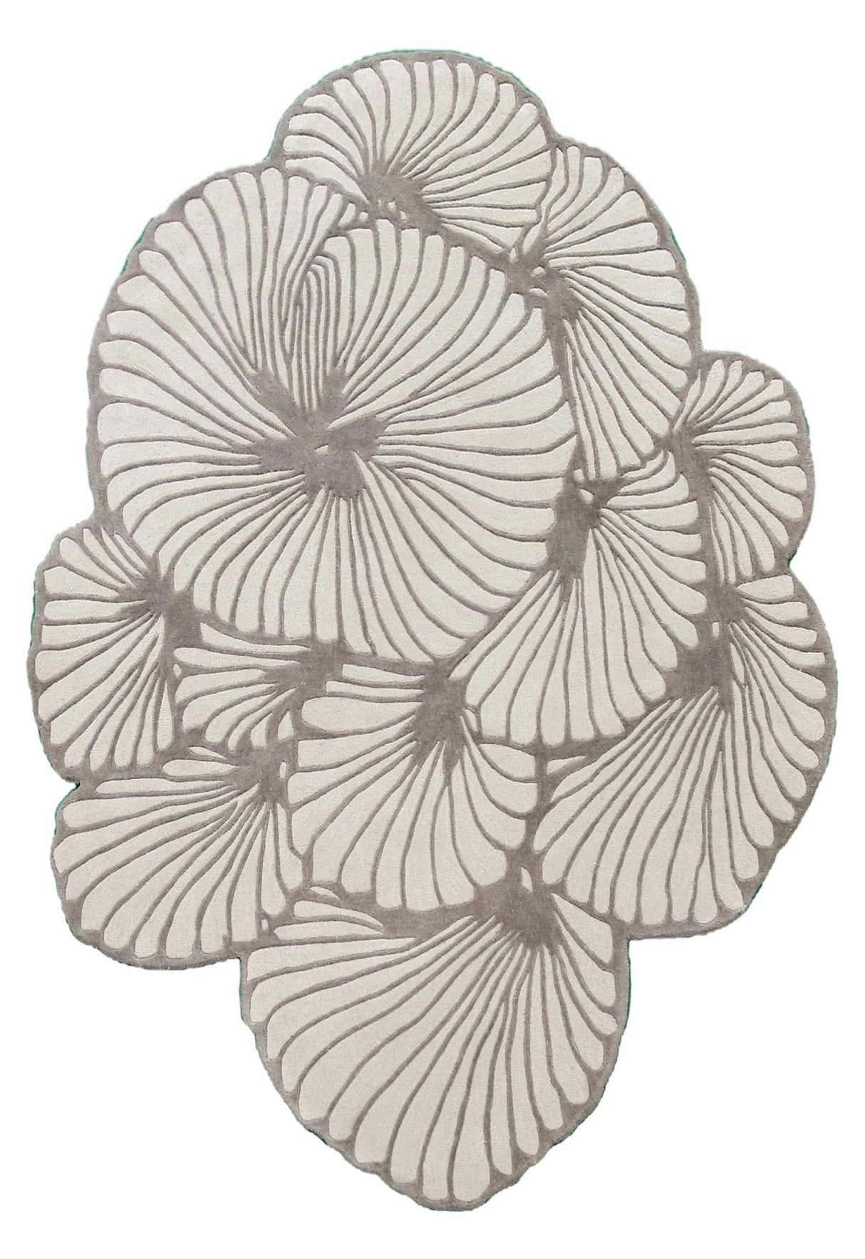 Petals Modern Floral Lace Beige Hand Tufted 5x7 Wool Rug