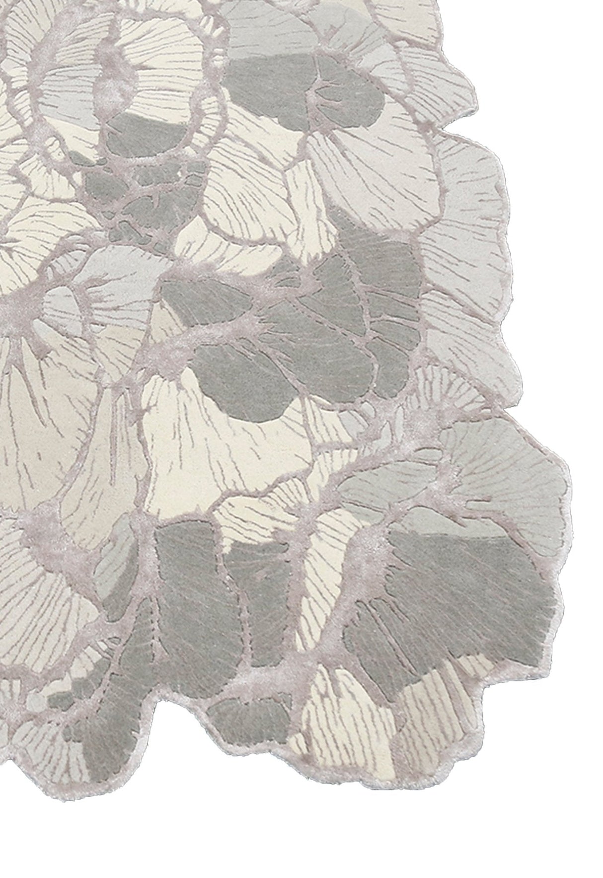 Petals Modern Gray Hand Tufted 5x7 Wool Area Rug