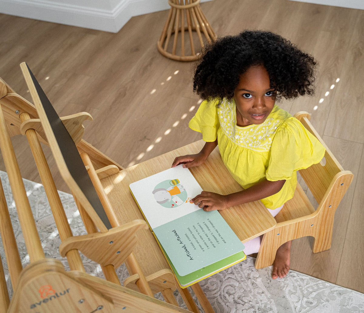 Pikler Triangle Desk & Chair Attachment | Toddler Desk with Chalkboard for Hazel & Olive Climbers