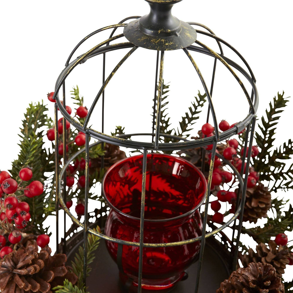 Pine Berry Birdhouse Candelabrum-Candelabrum-Parc Decor