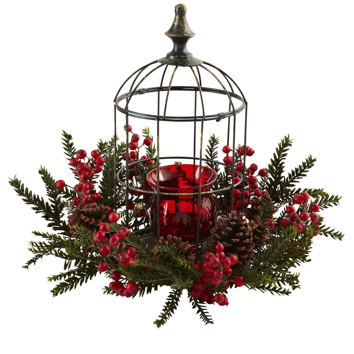 Pine Berry Birdhouse Candelabrum-Candelabrum-Parc Decor