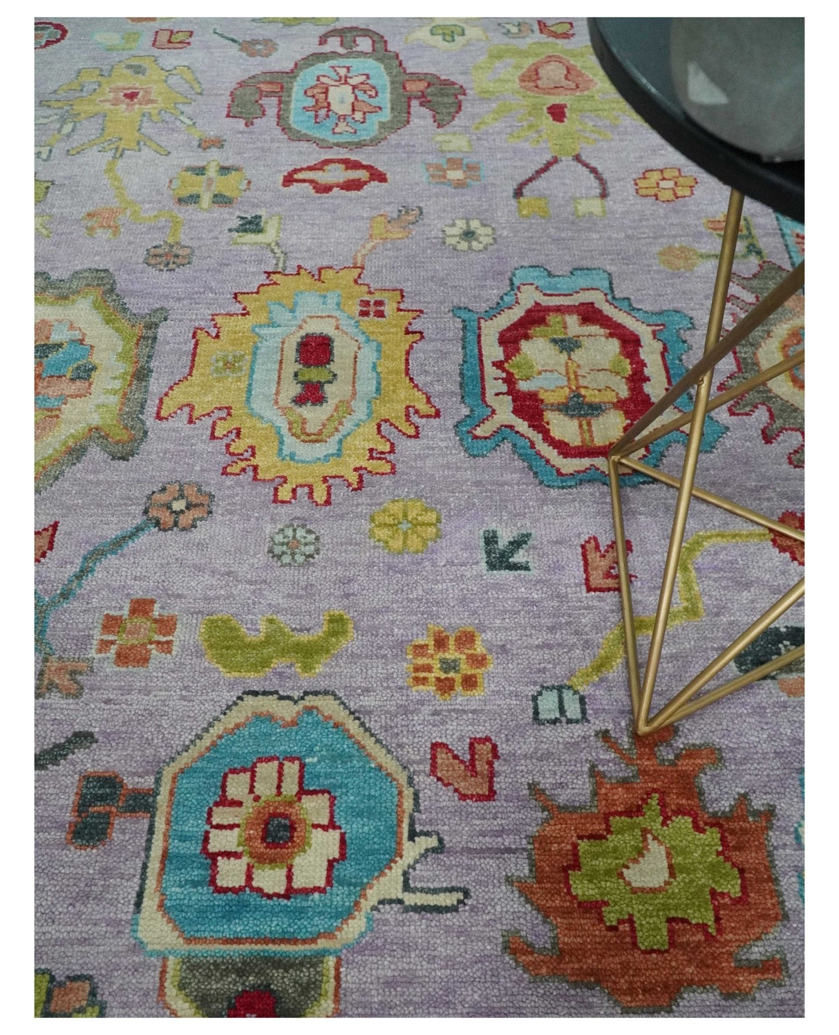Pink and Beige Vibrant Colorful Hand knotted Traditional Oushak Area Rug