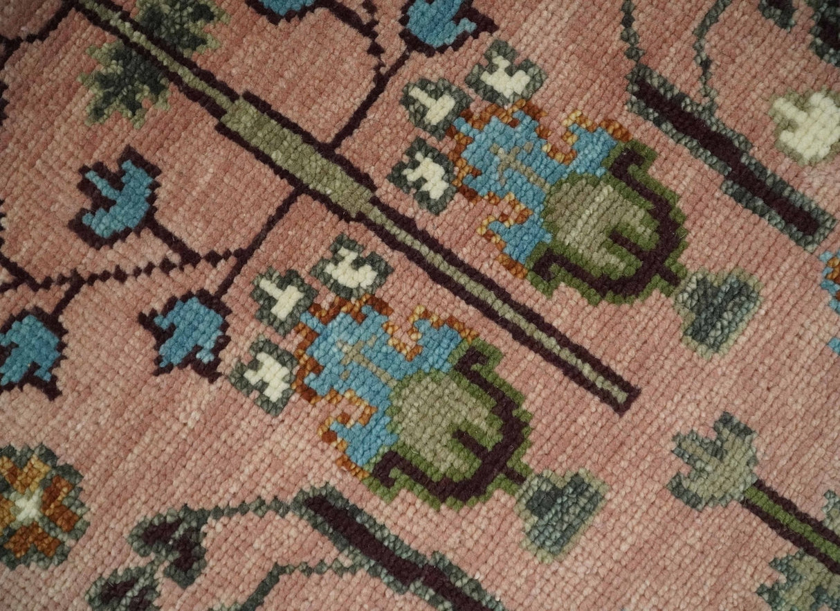 Pink, Olive and Beige vintage Traditional Tree of Life Custom Made Serapi Wool Rug