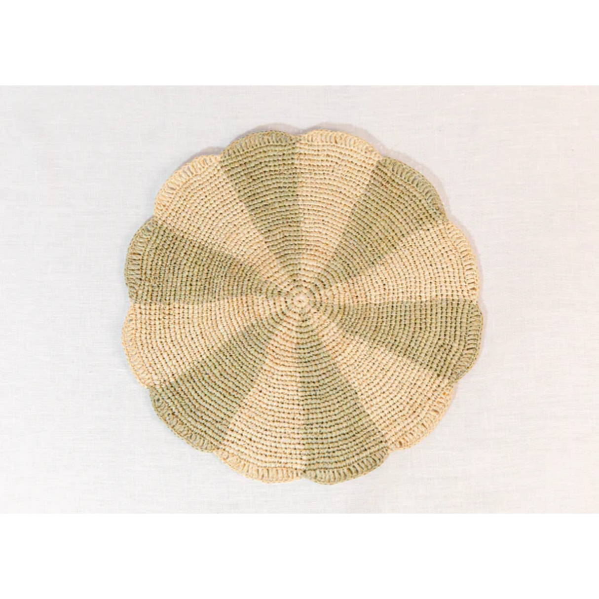Pinwheel Olive Placemat, raffia tabletop-table tops-Parc Decor