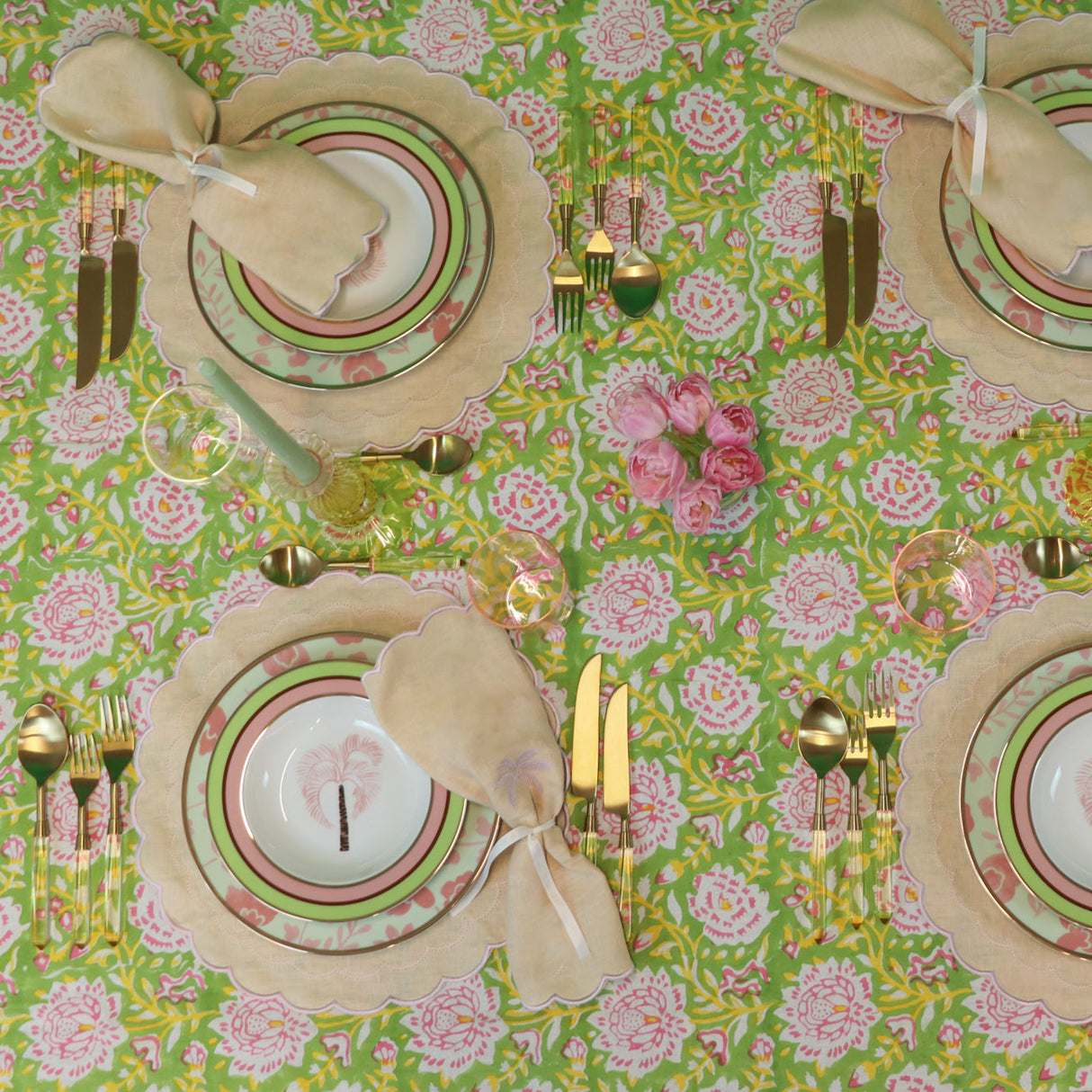 Pistachio & Lychee Palm Soup Bowl - Set of 4 (+1 Bonus Bowl)-Soup Plate-Parc Decor