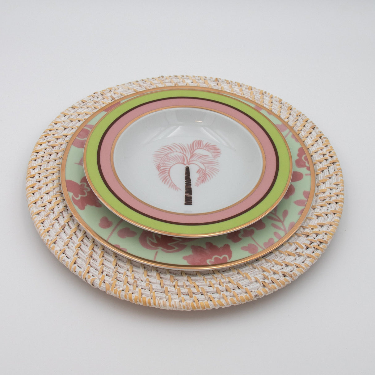 Pistachio & Lychee Palm Soup Bowl - Set of 4 (+1 Bonus Bowl)-Soup Plate-Parc Decor