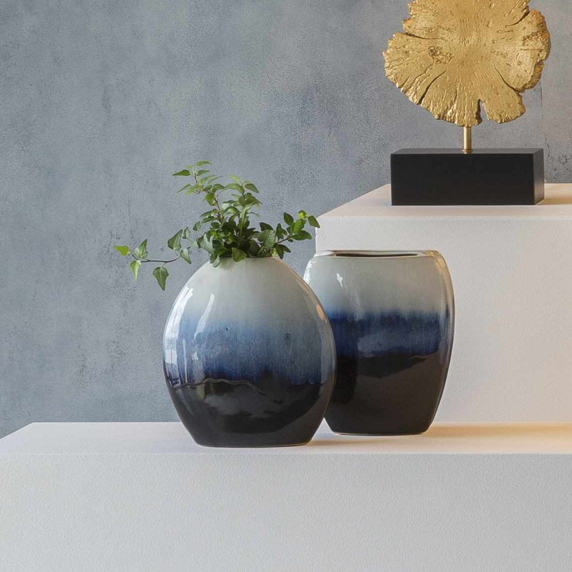 Pitfour Blue White Ceramic Vase Set-Decor-Parc Decor