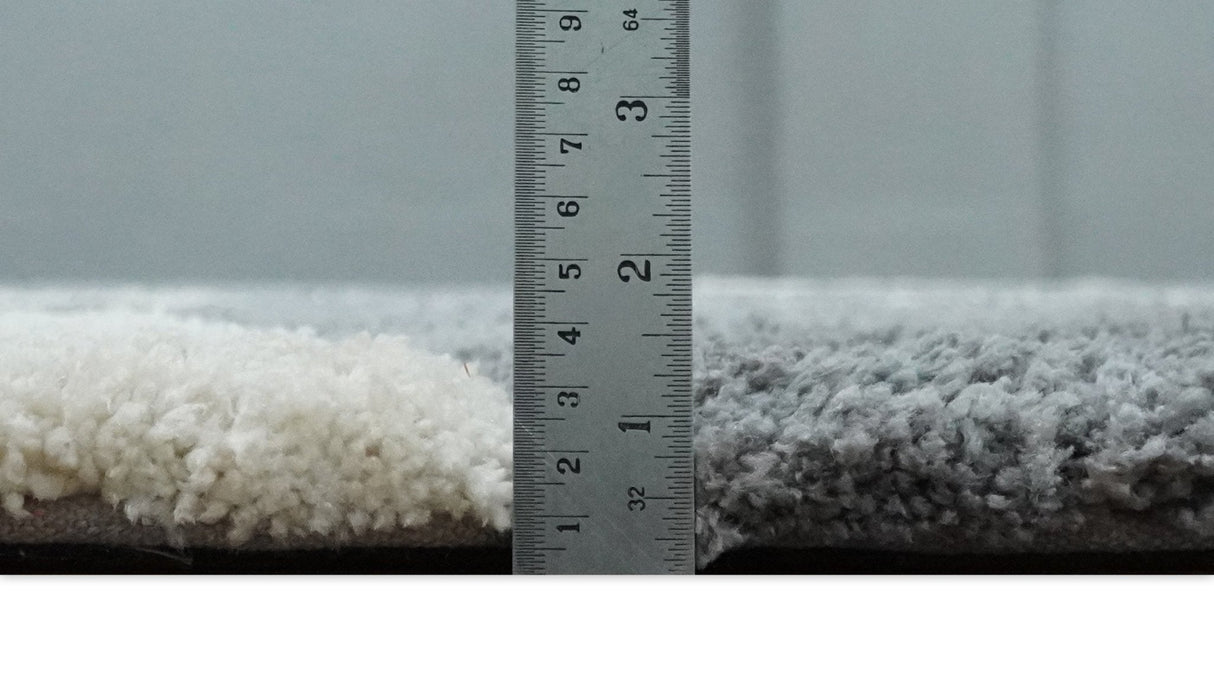 Plush Contemporary 3x5, 4x6 and 5x7 Hand Woven Shag Ivory and Gray Art Silk Soft Area Rug-Area Rug-Parc Decor