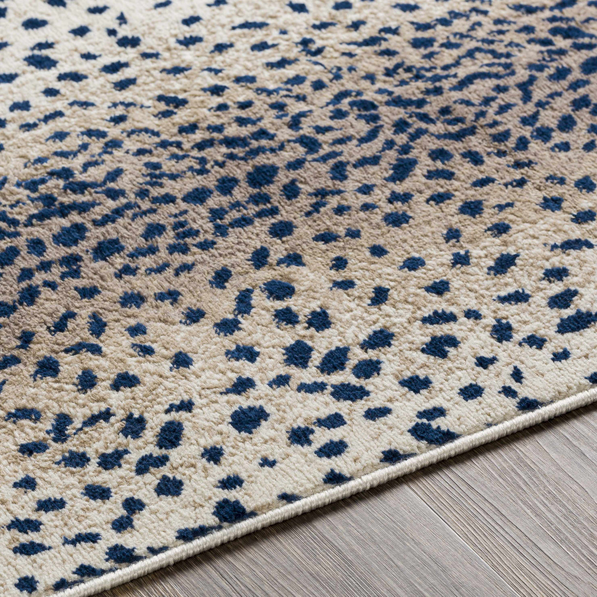 Pointblank Tan & Navy Leopard Print Area Rug-Rugs-Parc Decor