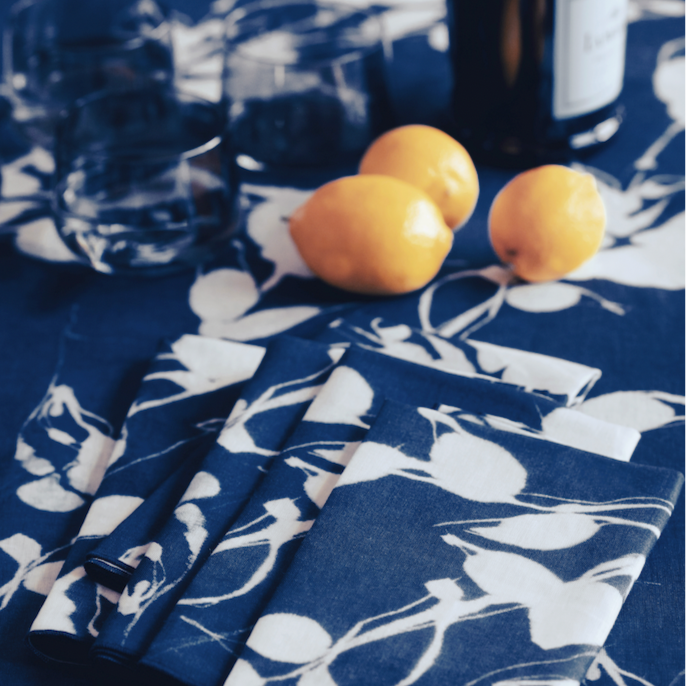 Porto Print in Indigo Tablecloth-Tablecloth-Parc Decor