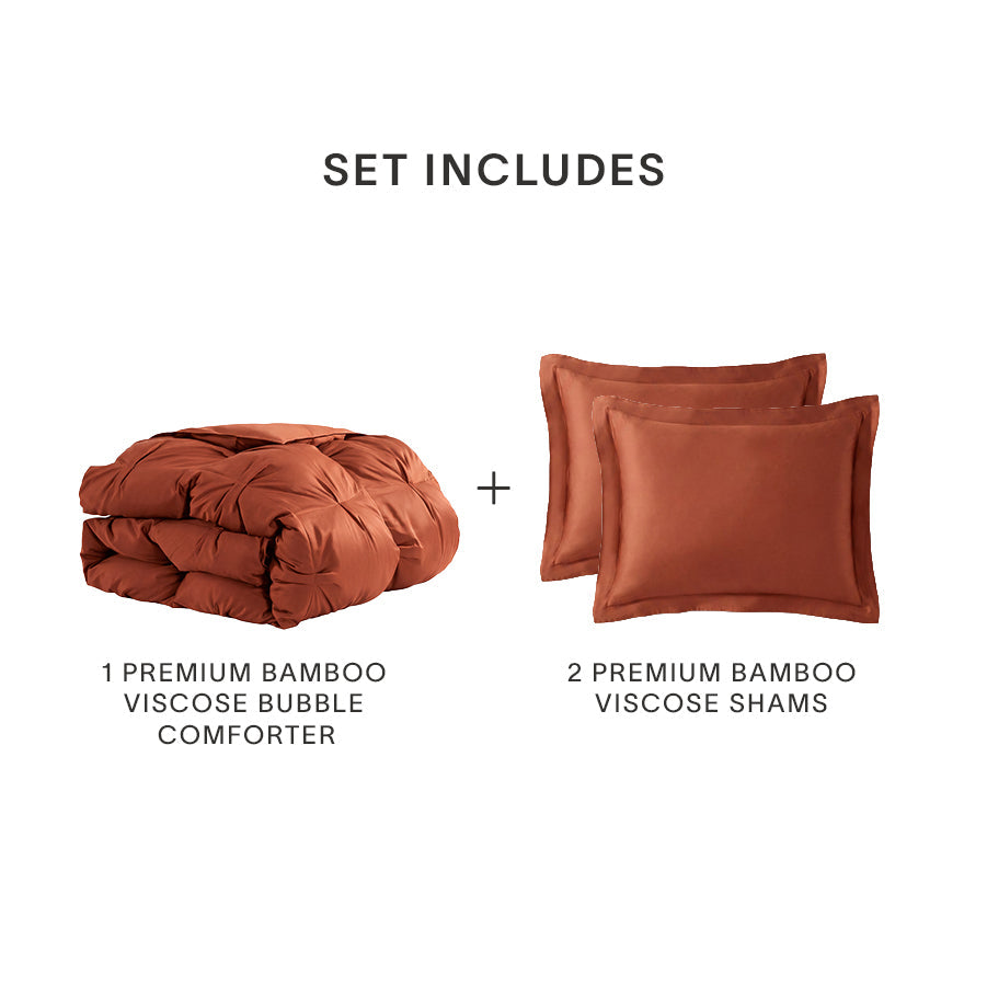 Premium Bamboo Viscose Bubble Comforter Bundle