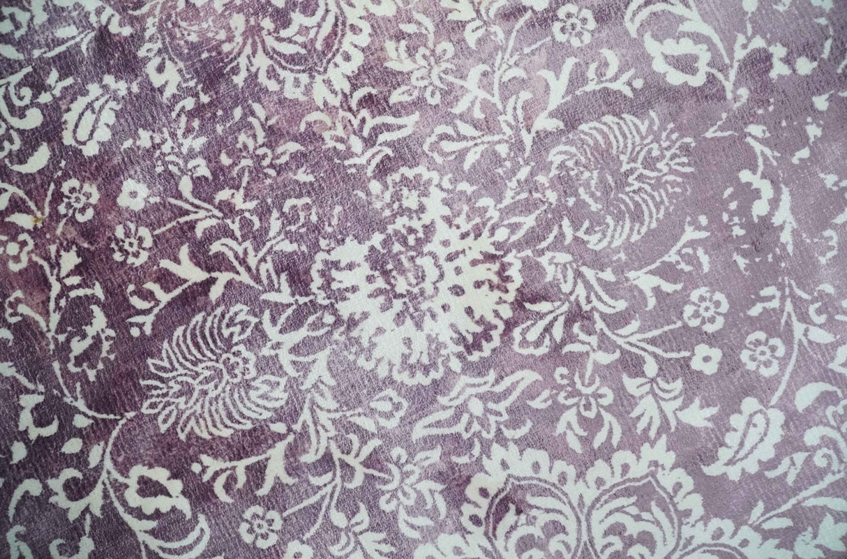 Premium Floral Medallion Purple and Ivory 5.6x7.9 Viscose Area Rug