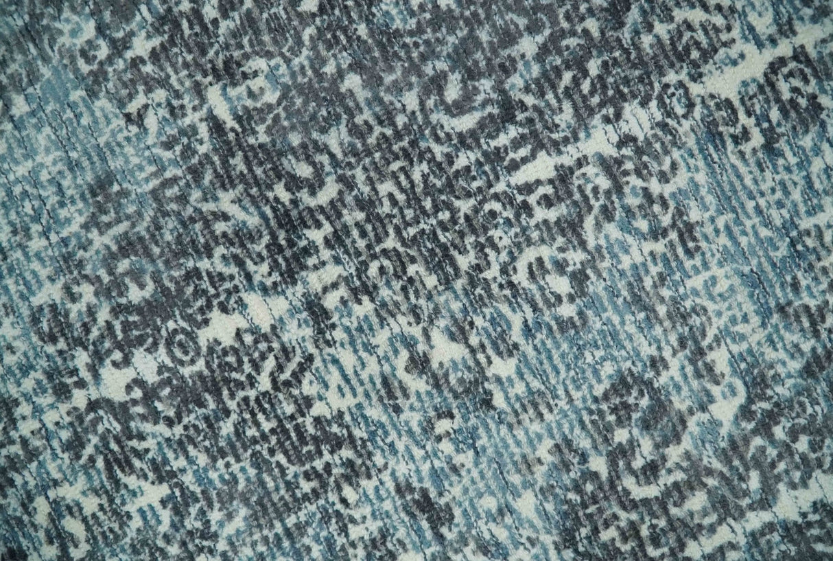 Premium look antique Design Teal, Charcoal and Ivory 5x8 Hand loom wool and Viscose Area Rug