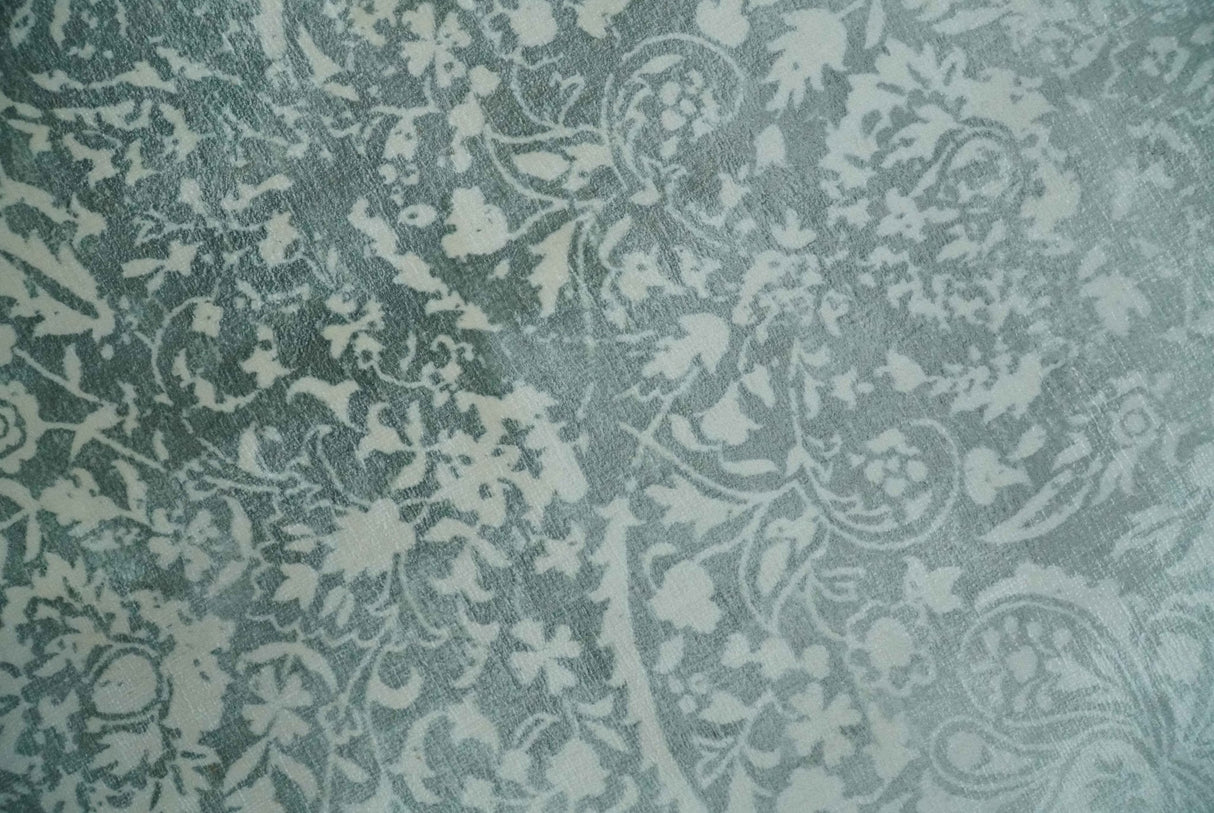Premium look Floral Ivory and Green 5.6x8 Handloom Viscose Area Rug