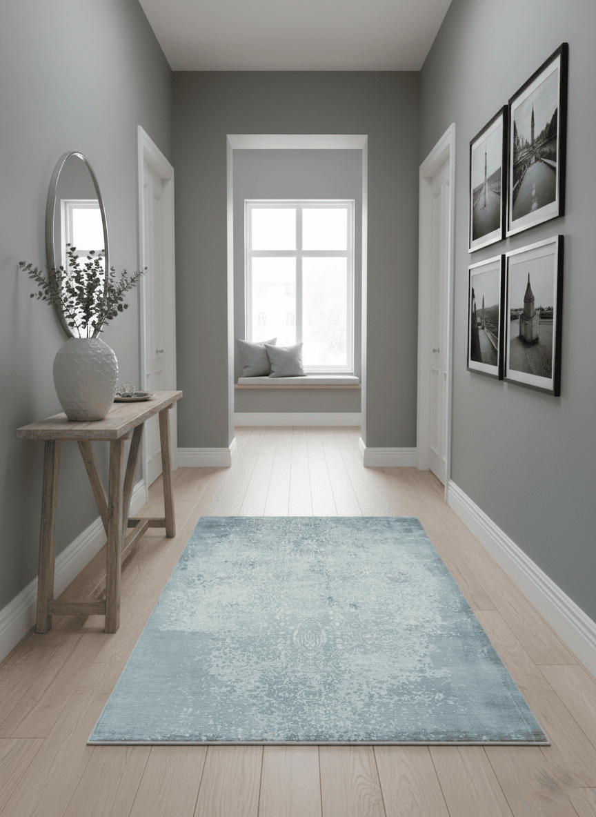 Premium Style Silver and Gray Traditional Medallion 5x8 Hand loom Viscose Area Rug