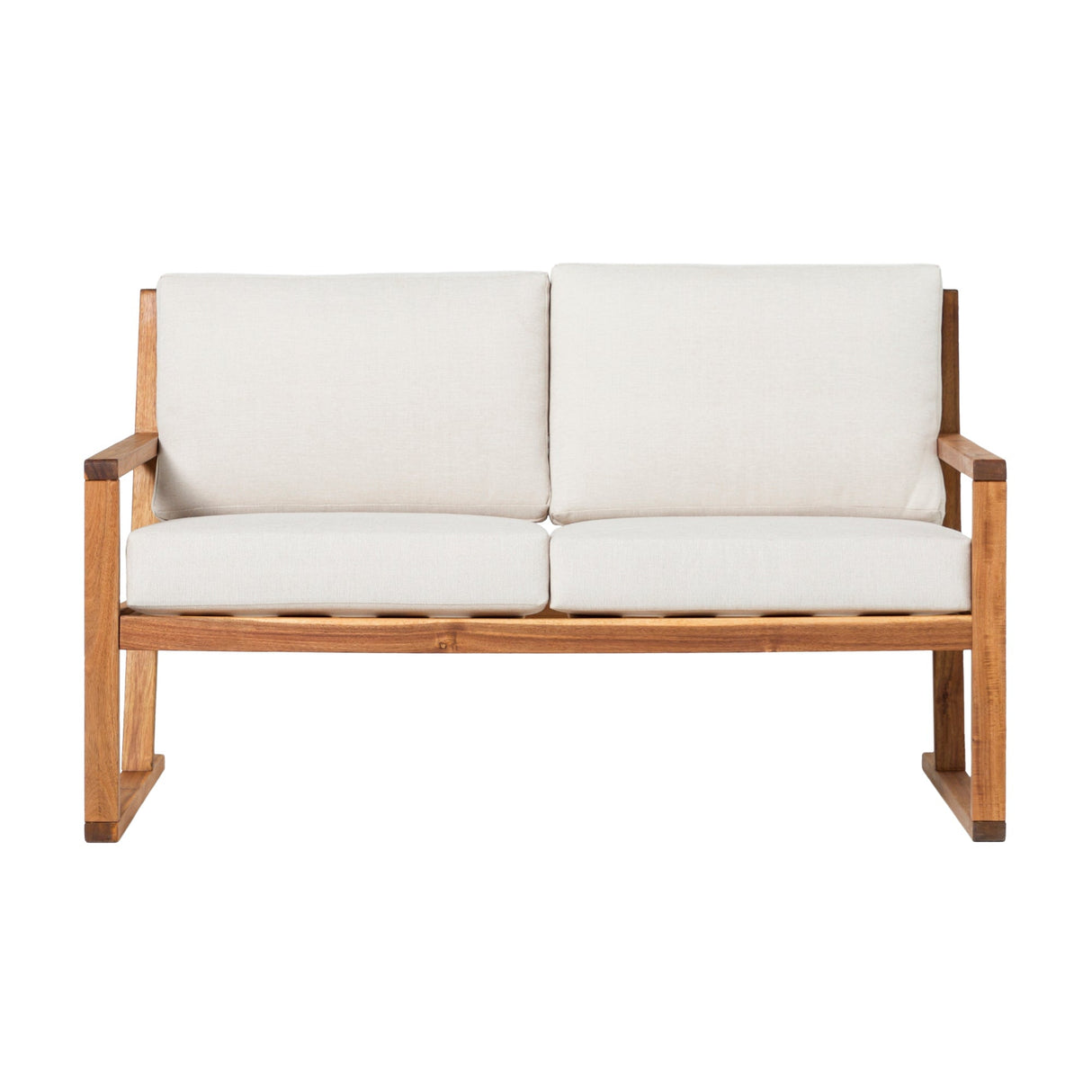 Prenton Modern Solid Wood Slatted Outdoor Loveseat-Outdoor-Parc Decor