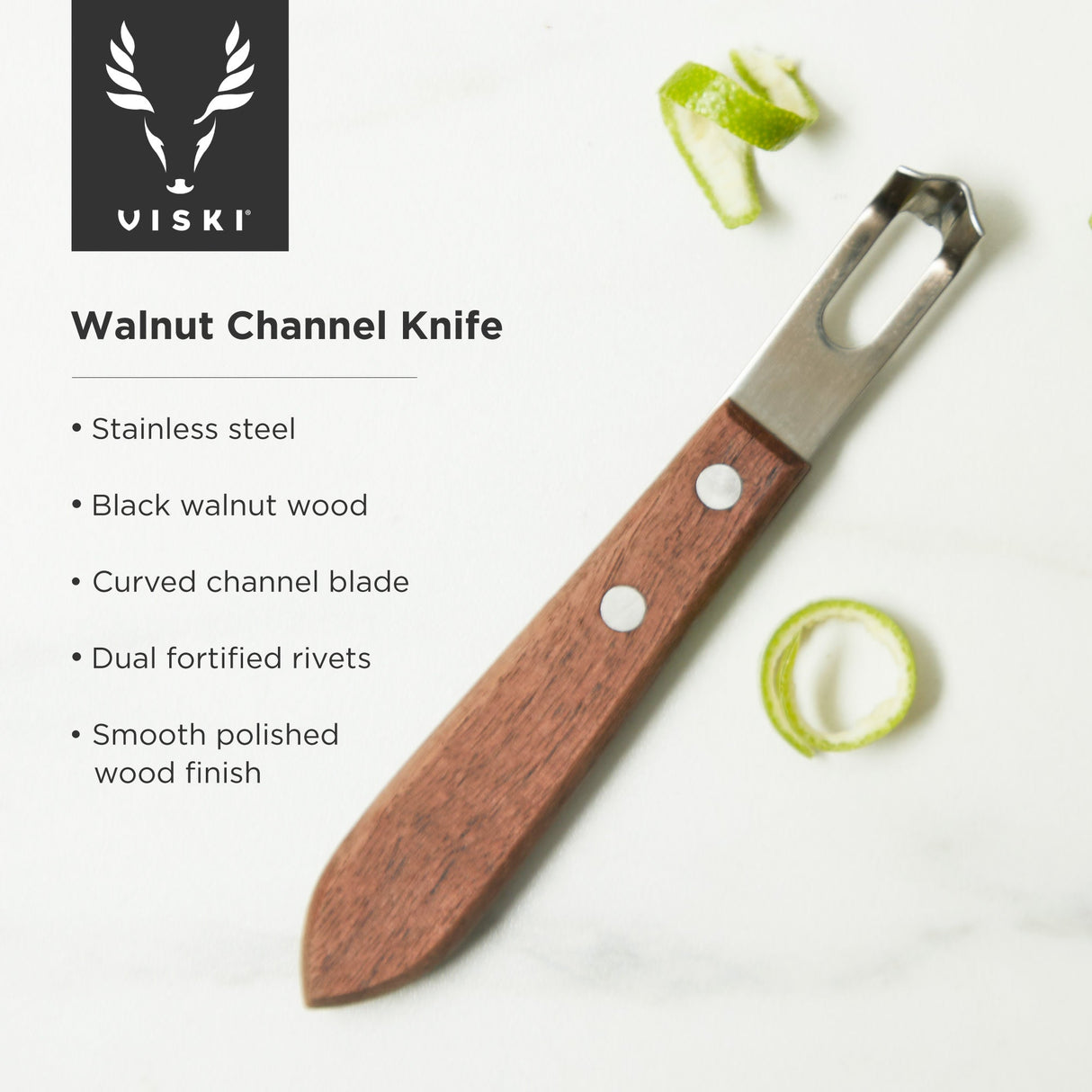 Professional Channel Knife with Walnut Wood Handle-product_type::garnishing_tools-Parc Decor