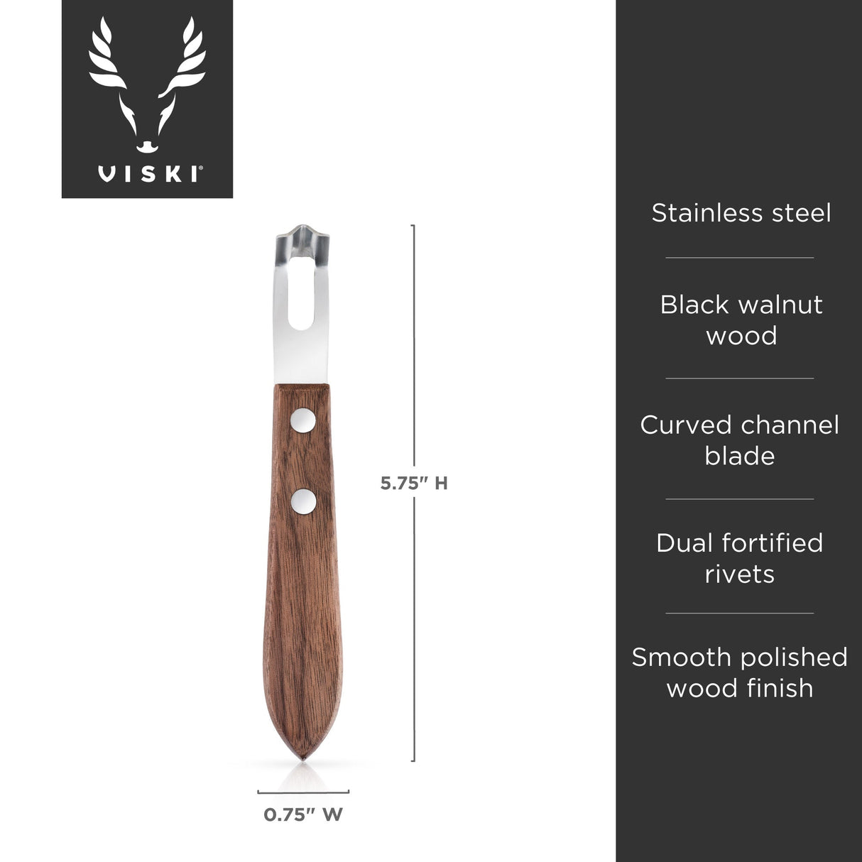 Professional Channel Knife with Walnut Wood Handle-product_type::garnishing_tools-Parc Decor