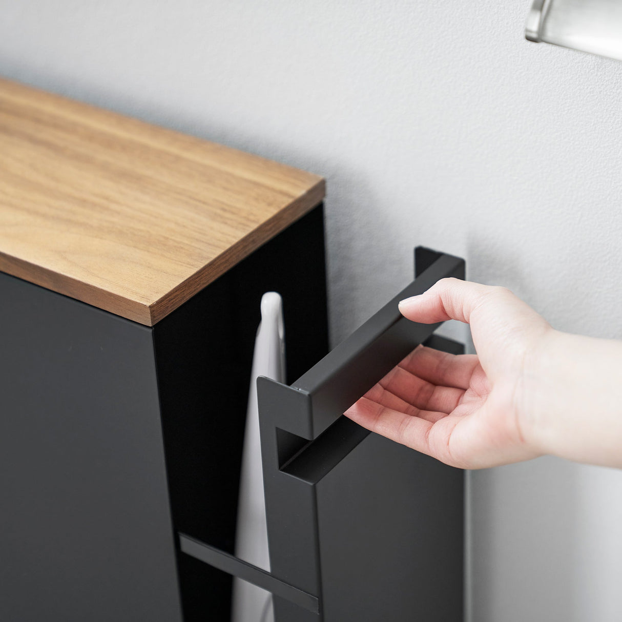 Pull-Out Bathroom Storage Cabinet - Steel + Wood-Toilet Paper Stocker-Parc Decor