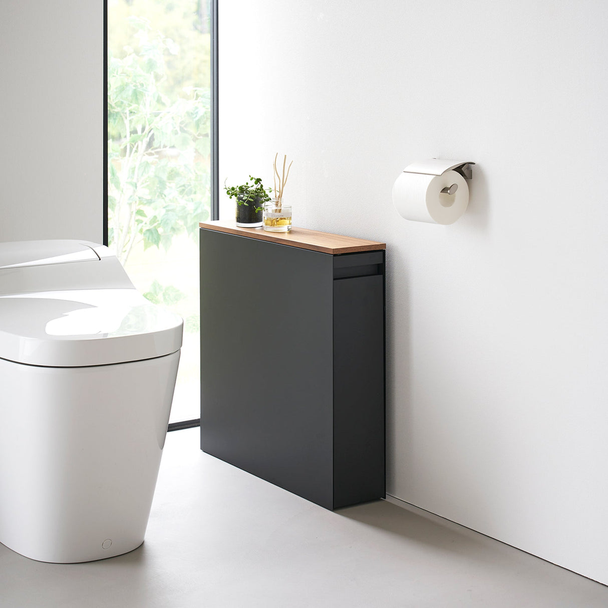 Pull-Out Bathroom Storage Cabinet - Steel + Wood-Toilet Paper Stocker-Parc Decor