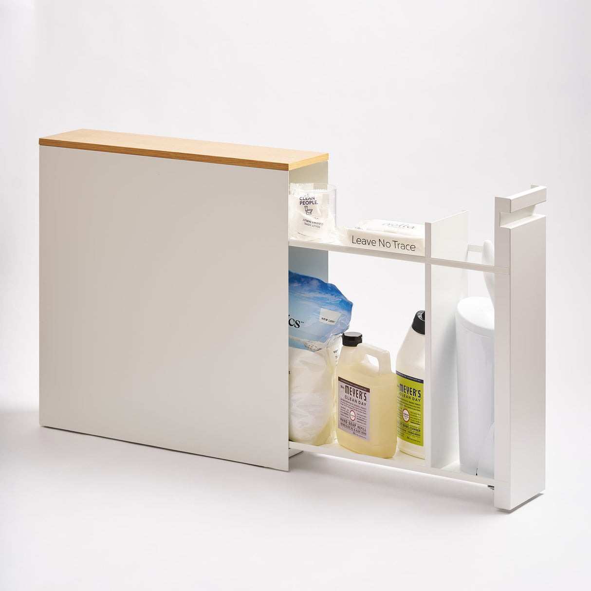 Pull-Out Bathroom Storage Cabinet - Steel + Wood