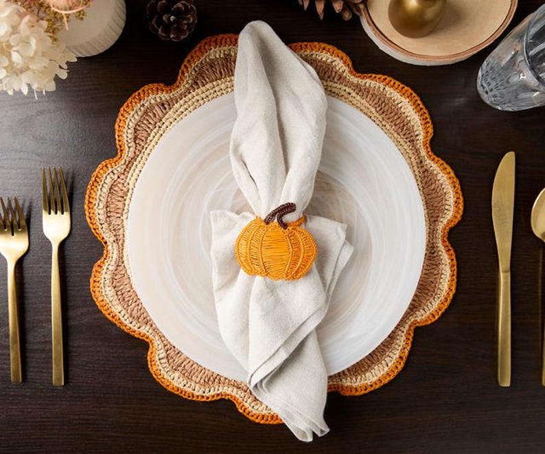 Pumpkin Napkin Rings - Fall & Thanksgiving Decor for Parties, Dining Room, Napkins Rings for Thanksgiving - Fall Napking Rings-Napkins-Parc Decor