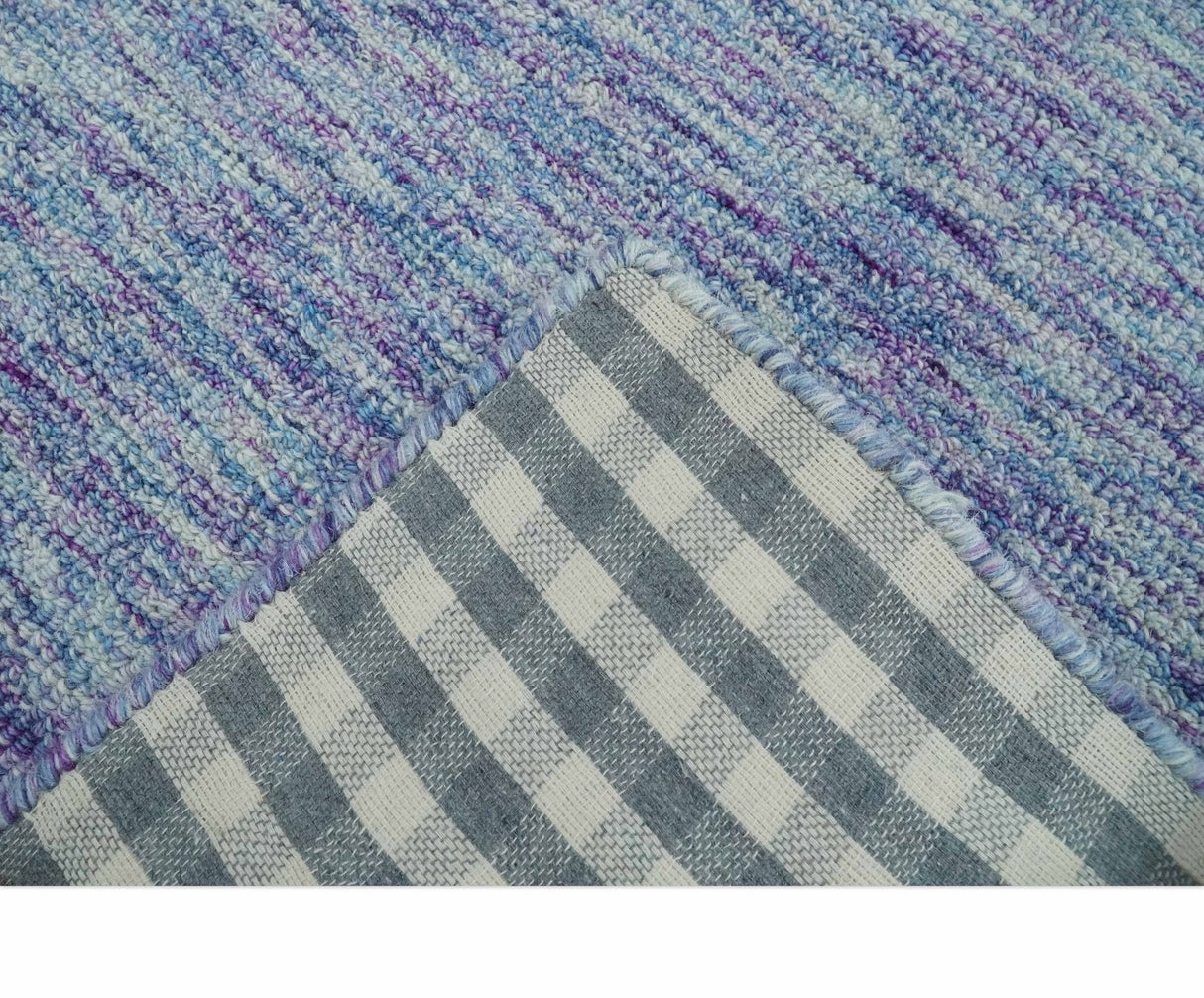 Purple and Blue Modern Solid Hand Tufted Wool Rug