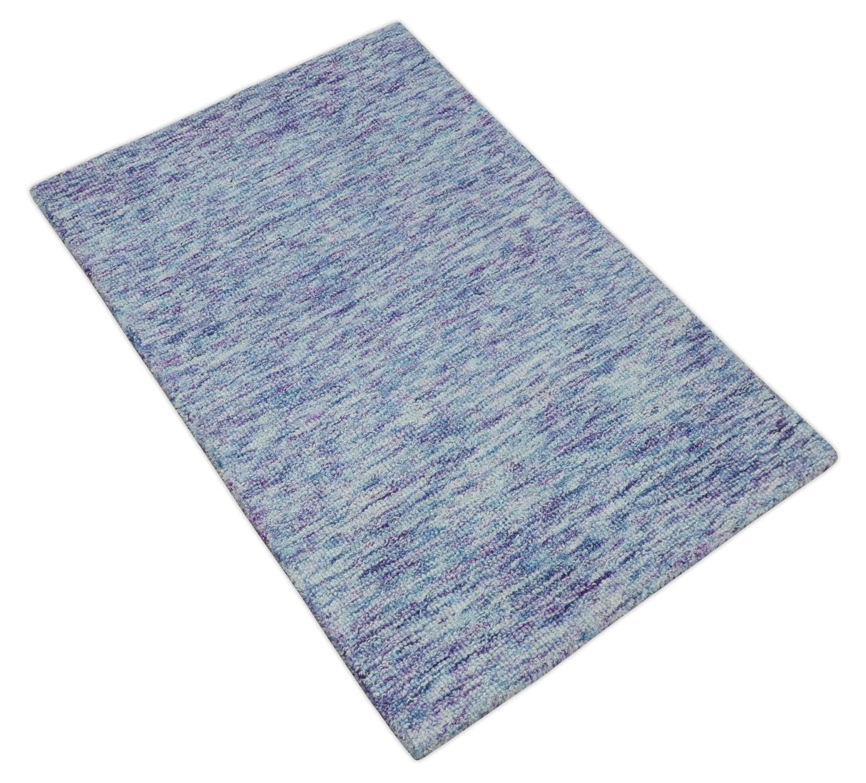 Purple and Blue Modern Solid Hand Tufted Wool Rug