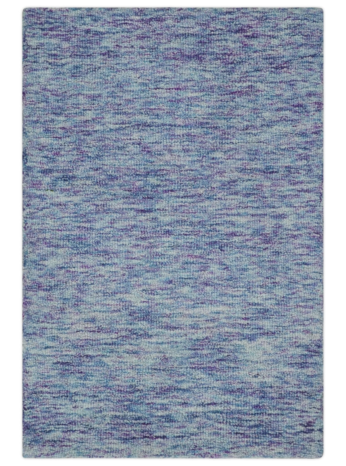 Purple and Blue Modern Solid Hand Tufted Wool Rug