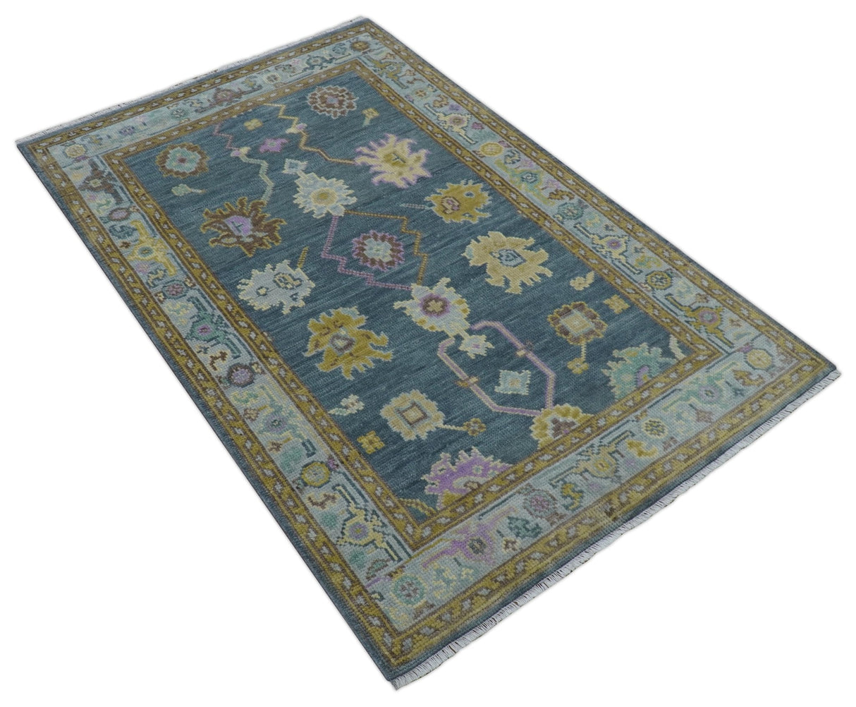 Quick Ship Hand Knotted 4x6 Charcoal And Brown Wool Rug