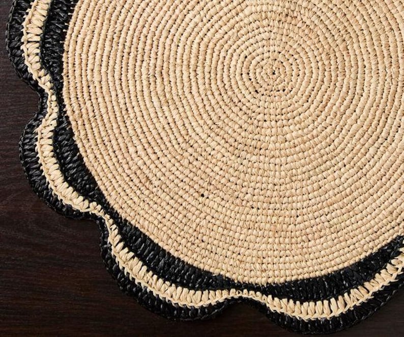 Raffia Woven Placemat - Handmade Raffia Table Mats, Eco-Friendly Natural Fiber Decor, Perfect for Garden Party & Dining Table-table tops-Parc Decor