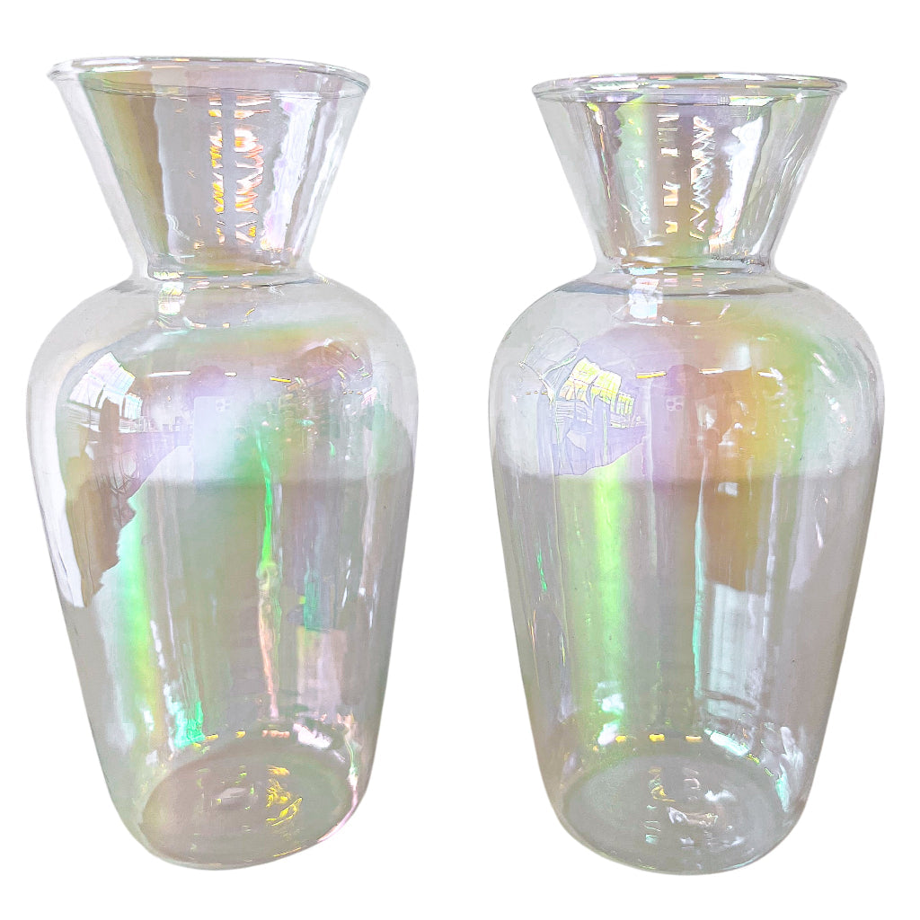 Rainbow Prism Glass Vases – Pair