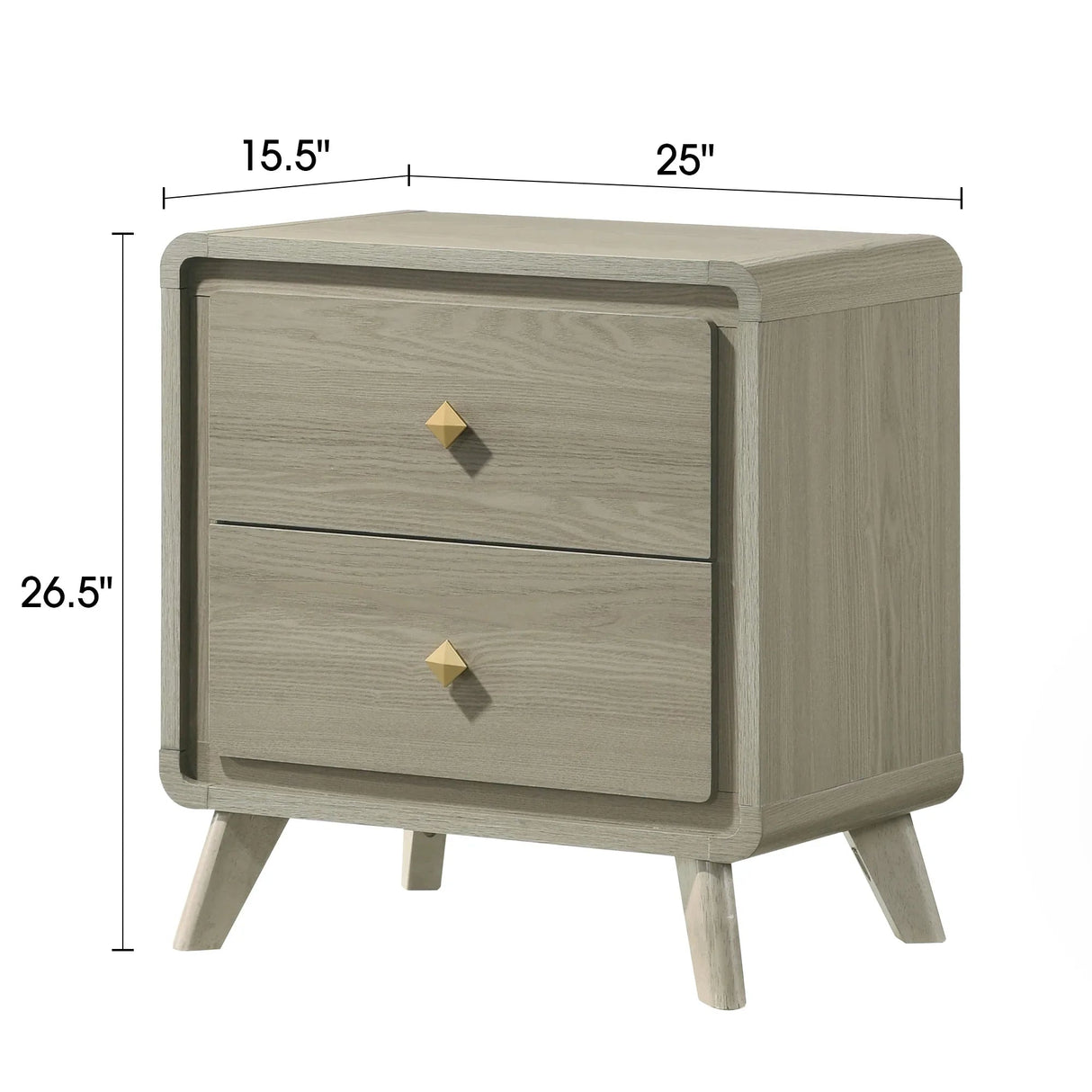 Rainier Modern 25" Gray Wood 2-Drawer Nightstand-床头柜-Parc Decor