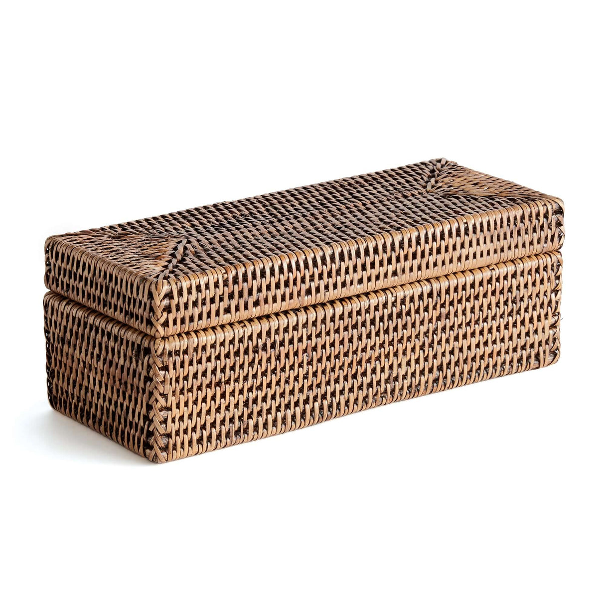 Rattan Desk Organizer with Lid and Compartments-Desk Organizer-Parc Decor