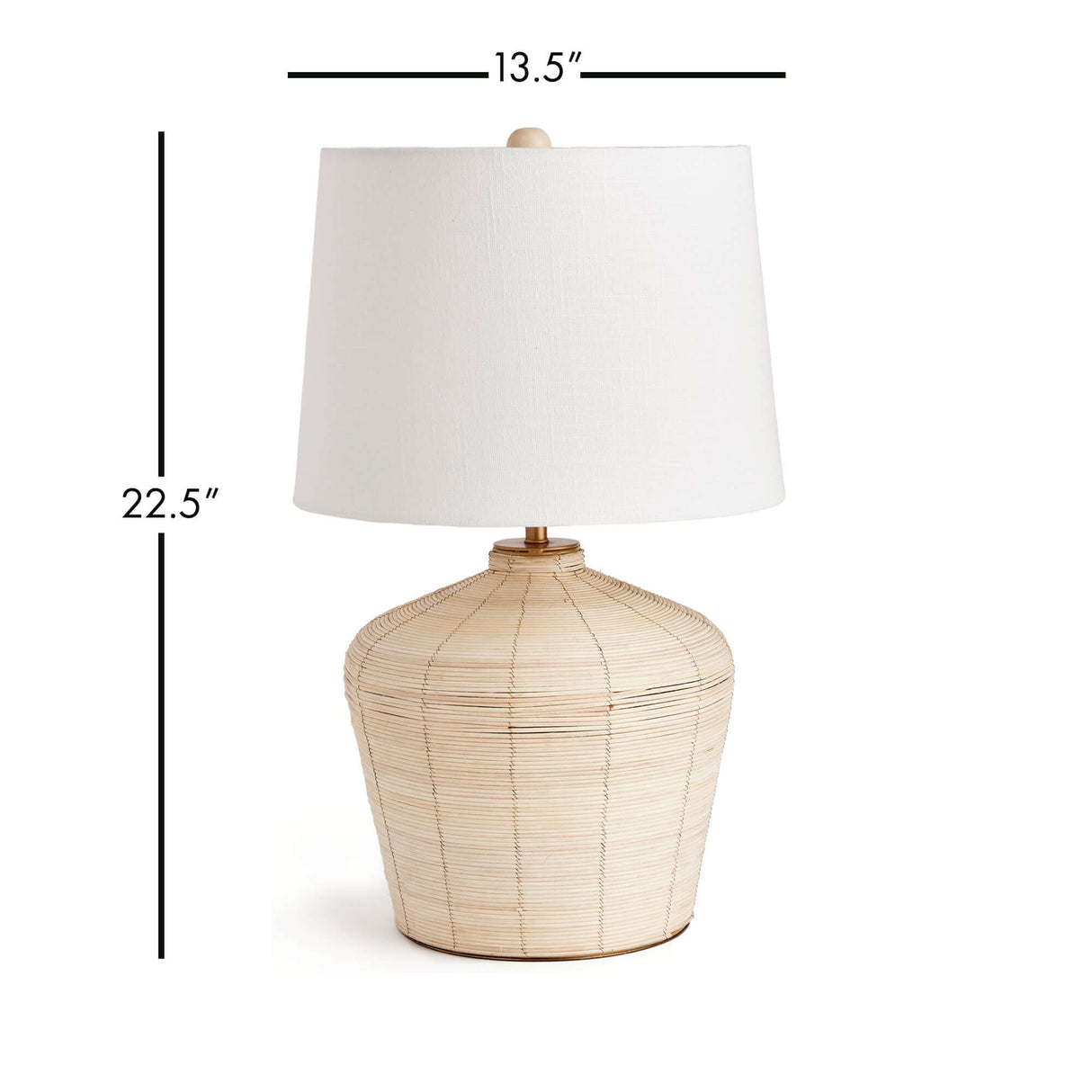Rattan Table Lamp with Curved Base and White Shade-table lamp-Parc Decor