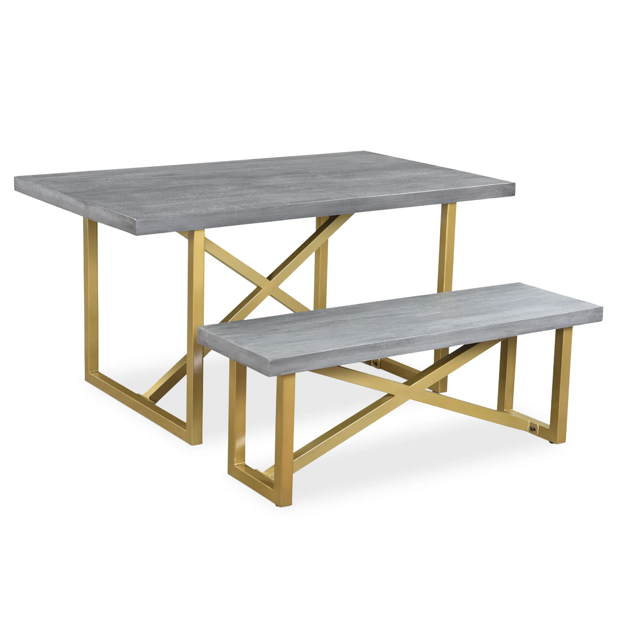 Raven Grey Mango Wood Dining Table With Gold Iron Legs-Dining Table-Parc Decor