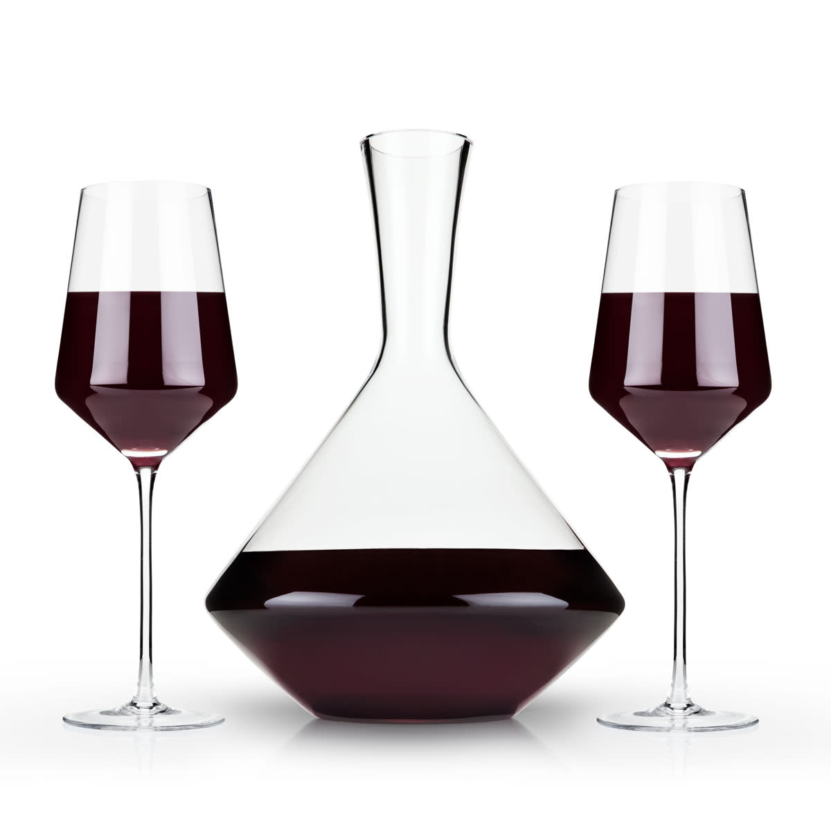 Raye Angled Crystal Bordeaux Decanter & Wine Glass Set-product_type::wine_glass_sets-Parc Decor