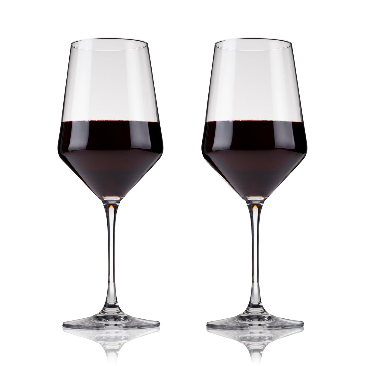 Raye Angled Crystal Bordeaux Glasses Set of 2
