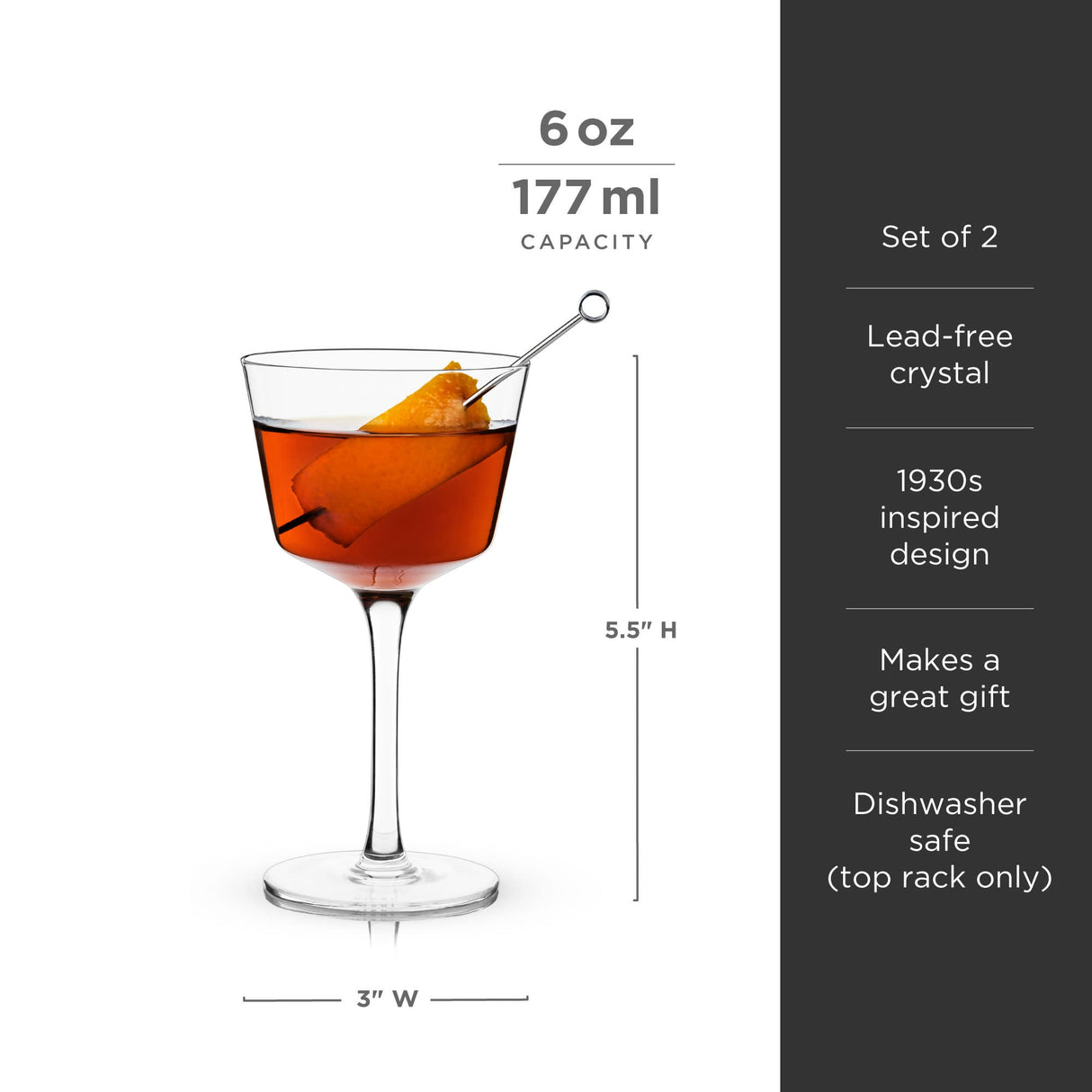 Raye Angled Crystal Nick & Nora Glasses Set of 2-product_type::stemmed_cocktail_glasses-Parc Decor